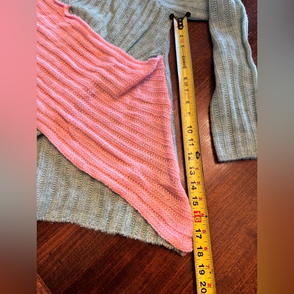 Shein pink and green color block cross over sweater. - Picture 6 of 7